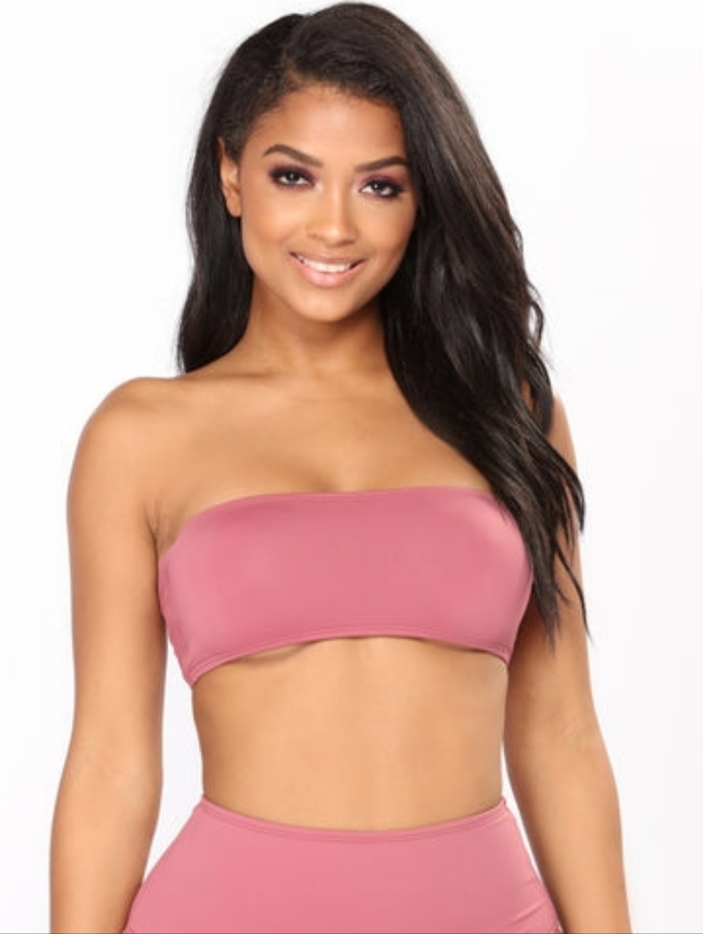 Fashion Nova Perfect Tan Bikini Top Mauve Strapless Swimwear Bandeau XS